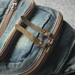 Denim Vintage Blue Mens Sling Bag Chest Bags Jean One Shoulder Backpack For Men - iwalletsmen