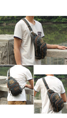 Denim Blue Mens 8 inches Sling Bag Chest Bags Fashion Denim One Shoulder Backpack For Men - iwalletsmen