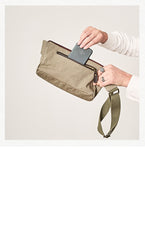 Vintage Canvas Green Leather Mens Fanny Pack Canvas Waist Bags Canvas Hip Pack for Men - iwalletsmen