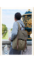 Canvas Mens Womens Backpack Green Travel Rucksack Satchel Backpack Canvas School Backpack for Men - iwalletsmen