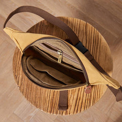 Canvas Leather Mens Womens Fanny Pack Canvas Waist Bag Small Hip Pack for Men - iwalletsmen
