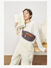Canvas Leather Mens Womens Fanny Pack Canvas Waist Bag Small Hip Pack for Men - iwalletsmen