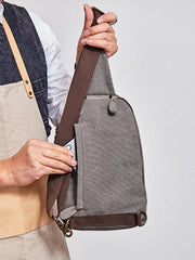 Canvas Leather Mens Gray Sling Backpacks Brown Chest Bag Sling Pack Sling Bag For Men - iwalletsmen