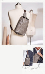 Canvas Leather Mens Gray Sling Backpacks Brown Chest Bag Sling Pack Sling Bag For Men - iwalletsmen