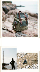 Canvas Leather Mens Backpack 15 inches Travel Green Backpacks Satchel Backpack Canvas School Backpack for Men - iwalletsmen