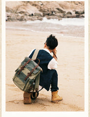 Canvas Leather Mens Backpack 15 inches Travel Green Backpacks Satchel Backpack Canvas School Backpack for Men - iwalletsmen
