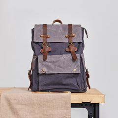 Canvas Leather Mens Backpack 15 inches Travel Green Backpacks Satchel Backpack Canvas School Backpack for Men - iwalletsmen