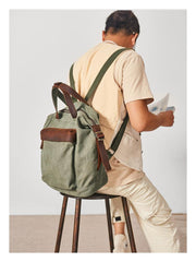 Canvas Mens Backpacks Canvas Green Satchel Backpack Canvas Computer Backpack for Men - iwalletsmen