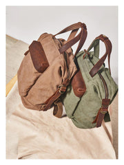 Canvas Mens Backpacks Canvas Green Satchel Backpack Canvas Computer Backpack for Men - iwalletsmen
