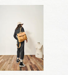 Canvas Leather Mens Womens Backpack Messenger Backpack Satchel Bag Canvas School Backpack for Men Women - iwalletsmen