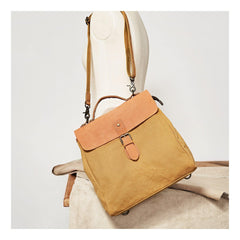 Canvas Leather Mens Womens Backpack Messenger Backpack Satchel Bag Canvas School Backpack for Men Women - iwalletsmen
