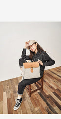 Canvas Leather Mens Womens Backpack Messenger Backpack Satchel Bag Canvas School Backpack for Men Women - iwalletsmen