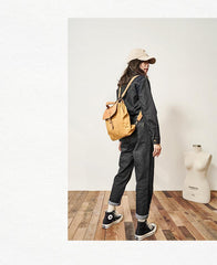 Canvas Leather Mens Womens Backpack Messenger Backpack Satchel Bag Canvas School Backpack for Men Women - iwalletsmen