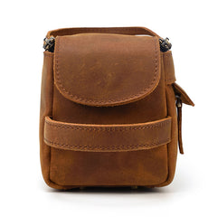 Brown Leather Men's Clutch Bag Double Zipped Dark Brown Wristlet Handbag Storage Bag For Men - iwalletsmen