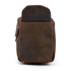 Brown Leather Men's Clutch Bag Double Zipped Dark Brown Wristlet Handbag Storage Bag For Men - iwalletsmen