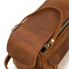 Brown Leather Men's Clutch Bag Double Zipped Dark Brown Wristlet Handbag Storage Bag For Men - iwalletsmen