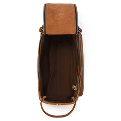 Brown Leather Men's Clutch Bag Double Zipped Dark Brown Wristlet Handbag Storage Bag For Men - iwalletsmen