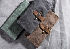 Canvas Leather Long Wallets for men Bifold Vintage Men Long Wallet