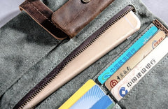 Canvas Leather Long Wallets for men Bifold Vintage Men Long Wallet
