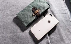 Canvas Leather Long Wallets for men Bifold Vintage Men Long Wallet