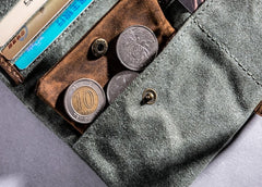 Canvas Leather Long Wallets for men Bifold Vintage Men Long Wallet