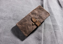 Canvas Leather Long Wallets for men Bifold Vintage Men Long Wallet