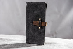 Canvas Leather Long Wallets for men Bifold Vintage Men Long Wallet