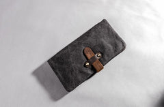 Canvas Leather Long Wallets for men Bifold Vintage Men Long Wallet