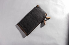 Canvas Leather Long Wallets for men Bifold Vintage Men Long Wallet
