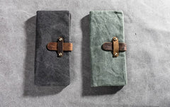 Canvas Leather Long Wallets for men Bifold Vintage Men Long Wallet