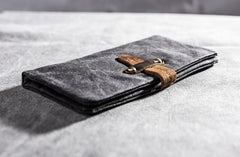 Canvas Leather Long Wallets for men Bifold Vintage Men Long Wallet