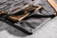 Canvas Leather Long Wallets for men Bifold Vintage Men Long Wallet