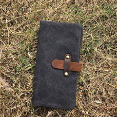 Canvas Leather Long Wallets for men Bifold Vintage Men Long Wallet