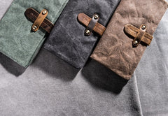 Canvas Leather Long Wallets for men Bifold Vintage Men Long Wallet