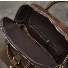Vintage Leather Mens 10'' Vertical Brown Briefcase Handbag Bag Shoulder Bag Side Bag For Men - iwalletsmen