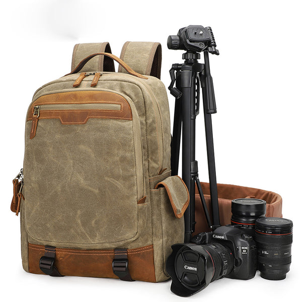 CANVAS WATERPROOF 15‘’ MENS LARGE NIKON CAMERA BACKPACK CANON CAMERA BAG DSLR CAMERA BAG FOR MEN - iwalletsmen