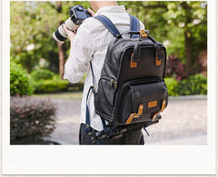CANVAS WATERPROOF MENS 15'' CANON CAMERA BACKPACK LARGE NIKON CAMERA BAG DSLR CAMERA BAG FOR MEN - iwalletsmen