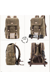 CANVAS WATERPROOF MENS CANON CAMERA BACKPACK 15'' LARGE NIKON CAMERA BAG DSLR CAMERA BAG FOR MEN - iwalletsmen