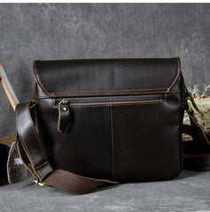 Cool Leather Mens 8‘’ Red Brown Small Side Bag Small Messenger Bag Shoulder Bag For Men - iwalletsmen