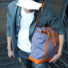 Canvas Leather Mens Backpack Travel Backpacks Laptop Backpack for men - iwalletsmen