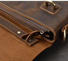 Leather Mens Brown Briefcase 13'' Laptop Bag Messenger Bag Shoulder Bag For Men - iwalletsmen