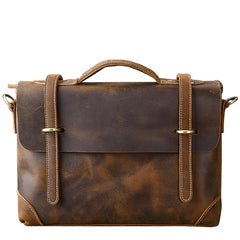 Leather Mens Brown Briefcase 13'' Laptop Bag Messenger Bag Shoulder Bag For Men - iwalletsmen