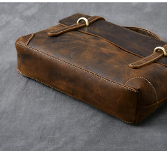 Leather Mens Brown Briefcase 13'' Laptop Bag Messenger Bag Shoulder Bag For Men - iwalletsmen