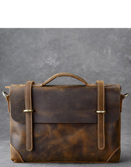 Leather Mens Brown Briefcase 13'' Laptop Bag Messenger Bag Shoulder Bag For Men - iwalletsmen