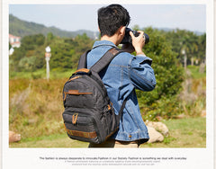 GREEN LARGE CANVAS WATERPROOF MENS CANON CAMERA BACKPACK NIKON CAMERA BAG DSLR CAMERA BAG FOR MEN - iwalletsmen