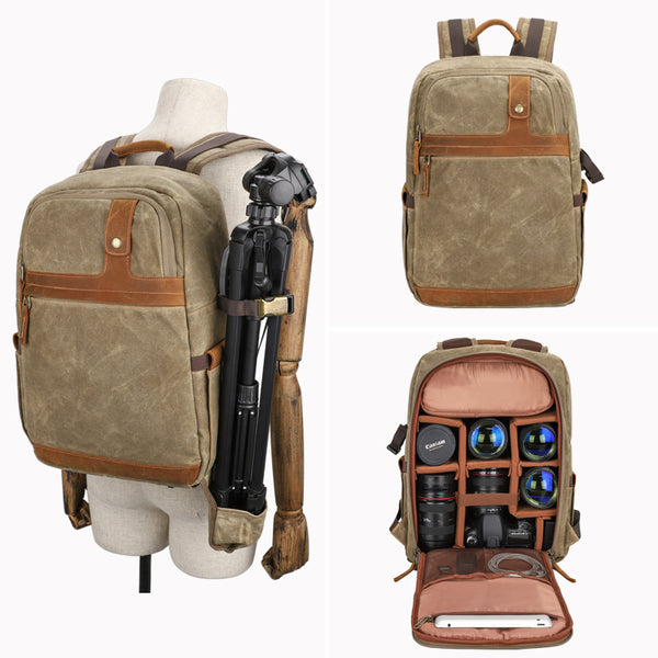 Canvas Waterproof Mens Large Nikon Camera Backpack Canon Camera Bag Dslr Camera Bag for Men - iwalletsmen