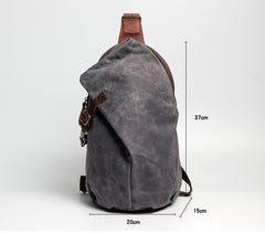 Canvas Leather Mens Camouflage Chest Bag One Shoulder Backpack Khaki Sling Bag for Men - iwalletsmen