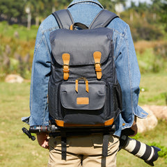 Blue LARGE CANVAS WATERPROOF MENS DSLR CAMERA BAG CANON CAMERA BACKPACK NIKON CAMERA BAG FOR Women - iwalletsmen