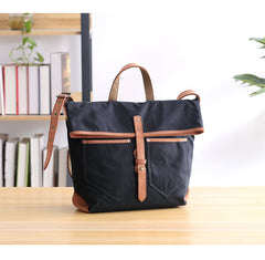 Canvas Leather Mens 13'' Khaki Side Bag Courier Bag Messenger Bag Black Shoulder Bag for Men - iwalletsmen