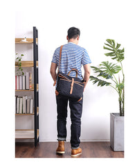 Canvas Leather Mens 13'' Khaki Side Bag Courier Bag Messenger Bag Black Shoulder Bag for Men - iwalletsmen